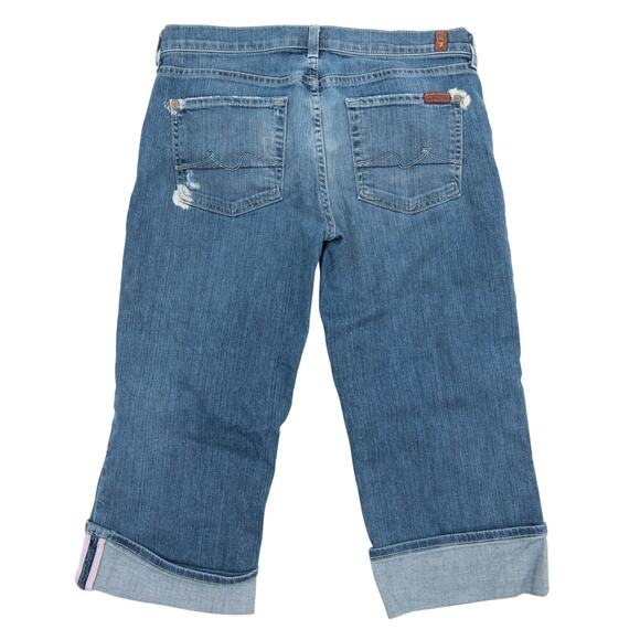 7 For All Mankind Summer Cropped Boyfriend Cut Jeans Size 30 - Picture 2 of 11